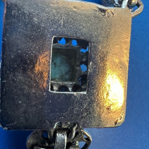 Vintage Etruscan Choker Necklace Tassel Heart Silver Tone Unsigned MCM Statement - Picture 13 of 17